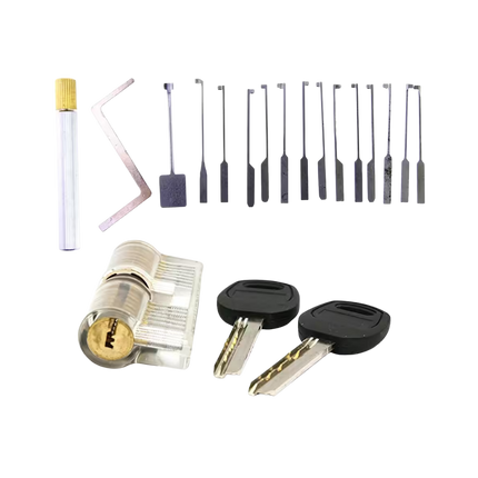 Goso 17-delige dimple lockpick set – Inclusief transparant oefenslot (beginner)