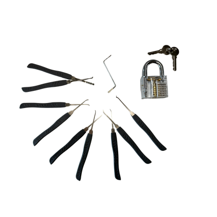 Kit de crochetage Goso 10 pièces avec serrure d'entraînement transparente