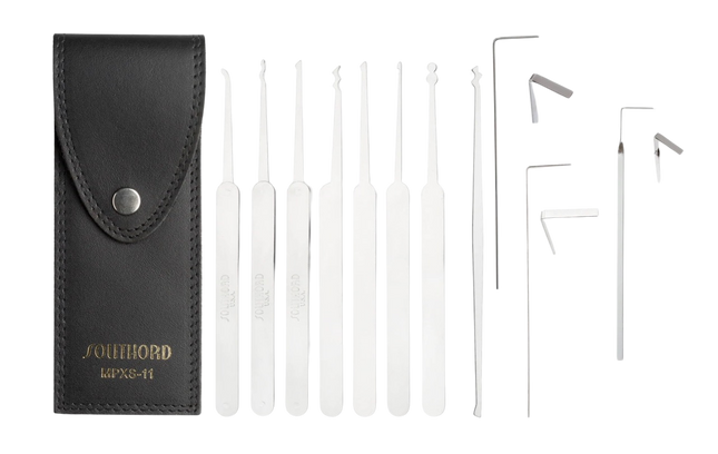 SouthOrd MPXS-11 – 11-delige lockpick set – Professionele set met leren etui