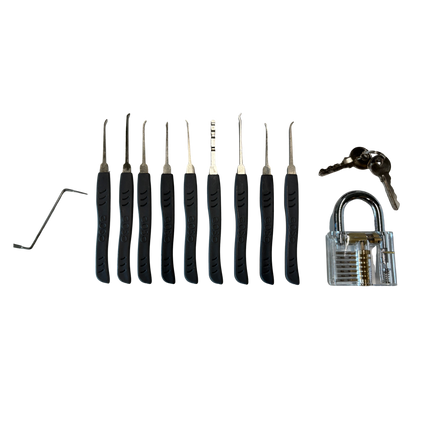 Kit de crochetage Goso 10 pièces avec serrure d'entraînement transparente